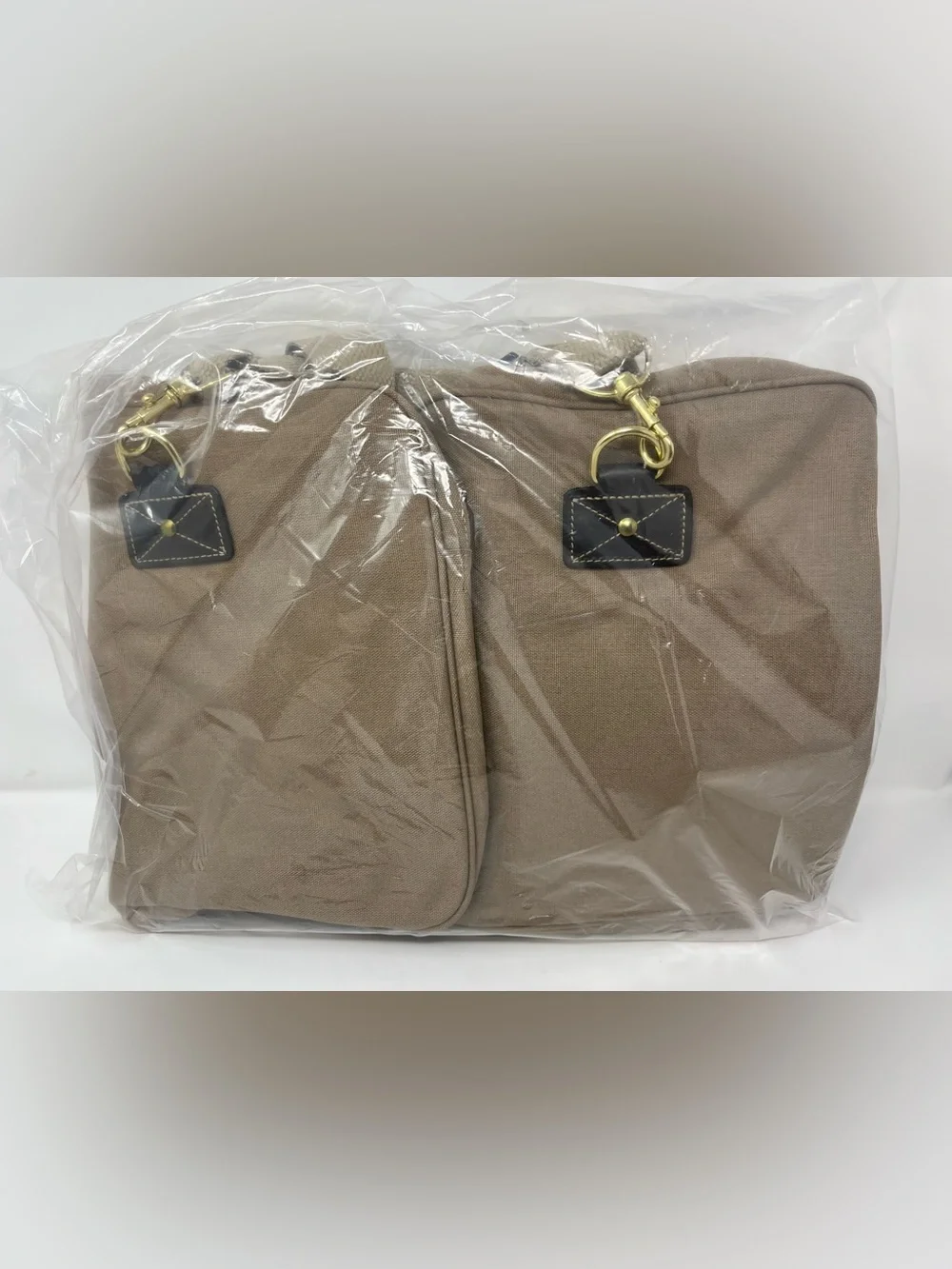 EDDIE BAUER FORD Canvas Leather Carry-On Duffel Shoulder Bag Made In USA NEW